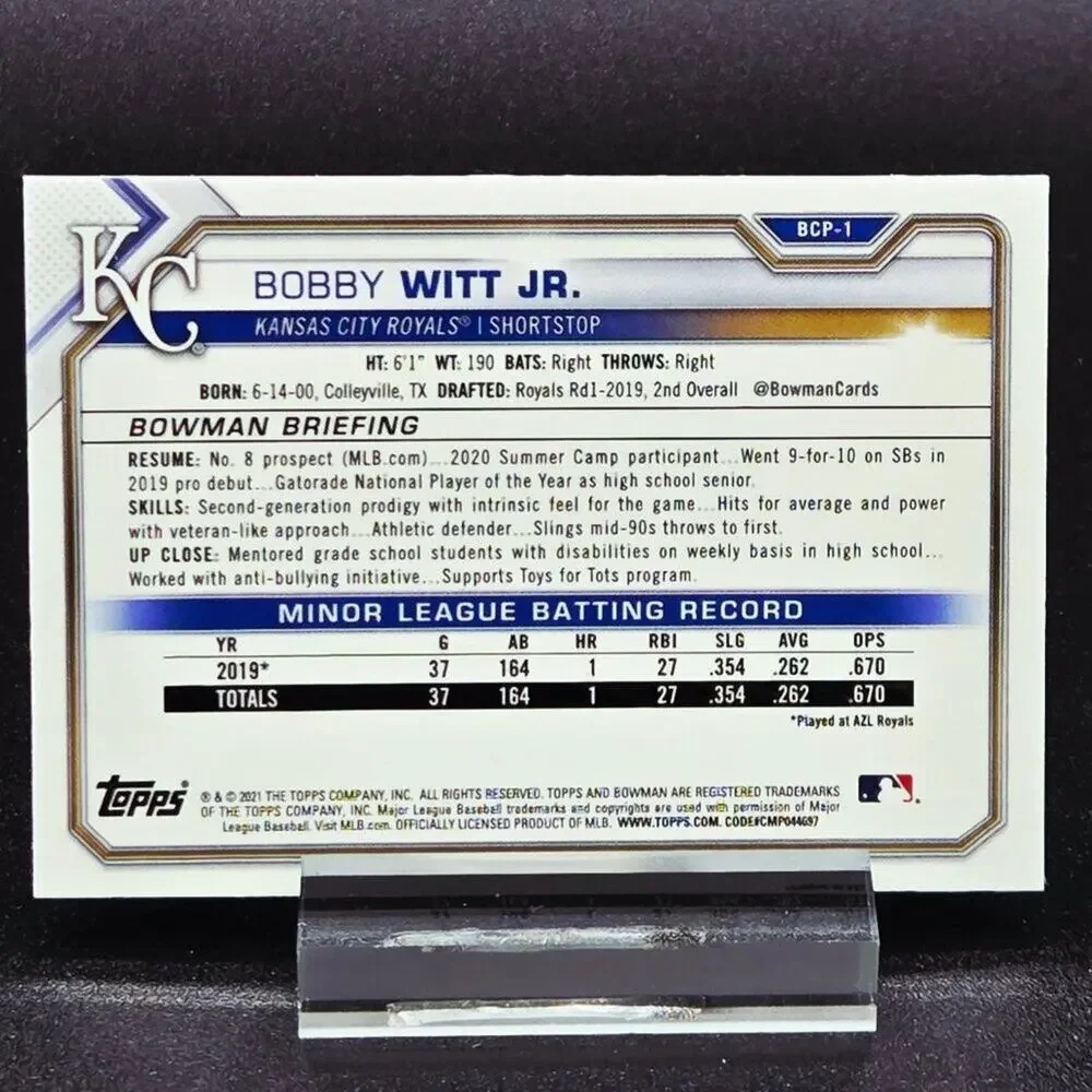 Bobby Witt Jr. Bowman Chrome Mojo Finest Sterling Kansas City Royals Star